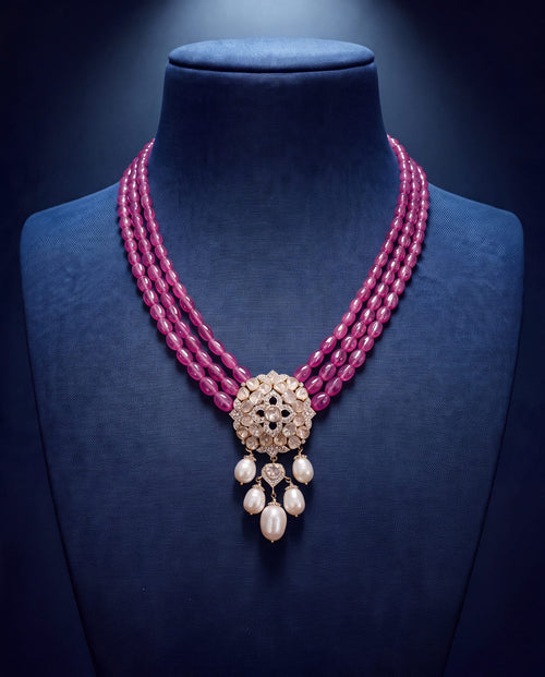 Varnika Polki And Diamond Bead Pendant