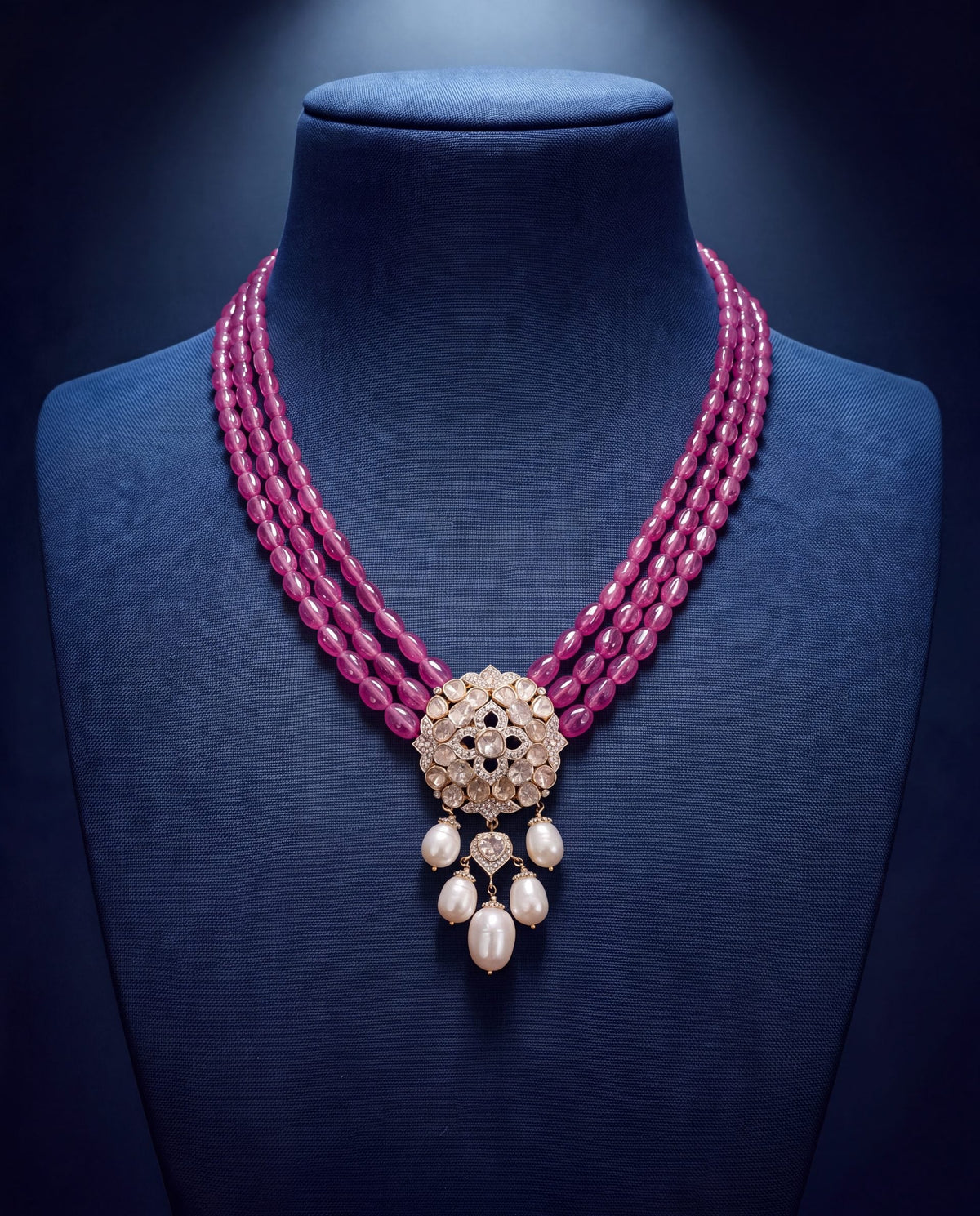 Varnika Polki And Diamond Bead Pendant