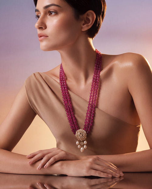 Varnika Polki And Diamond Bead Pendant