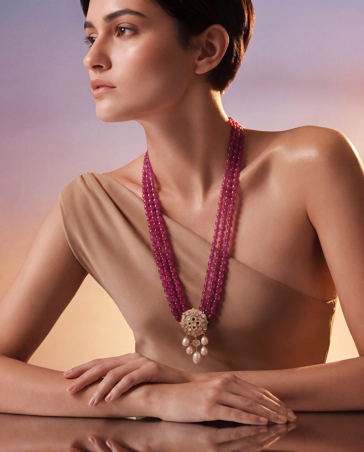 Varnika Polki And Diamond Bead Pendant