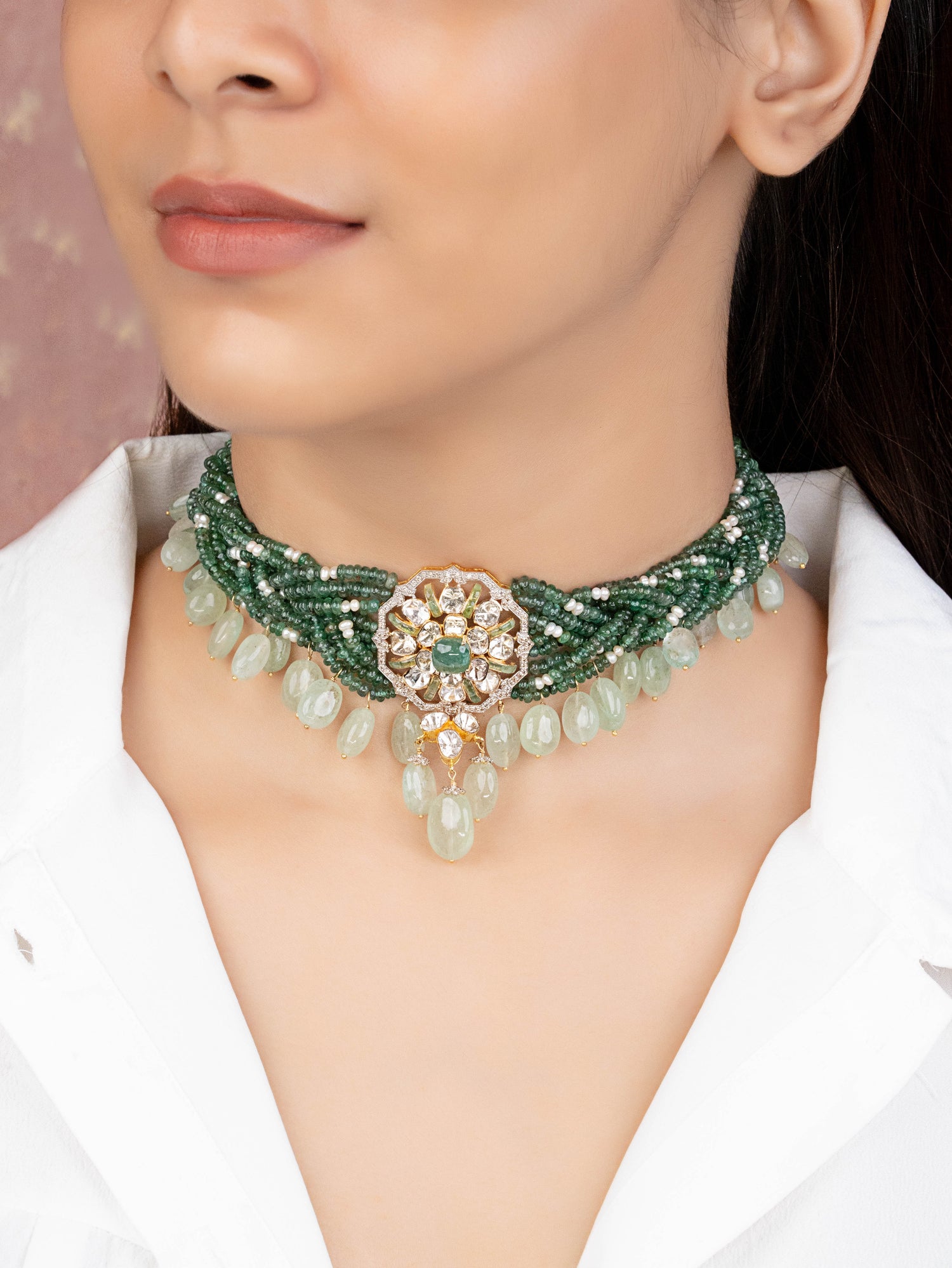 Vibha Polki And Diamond Bead Choker