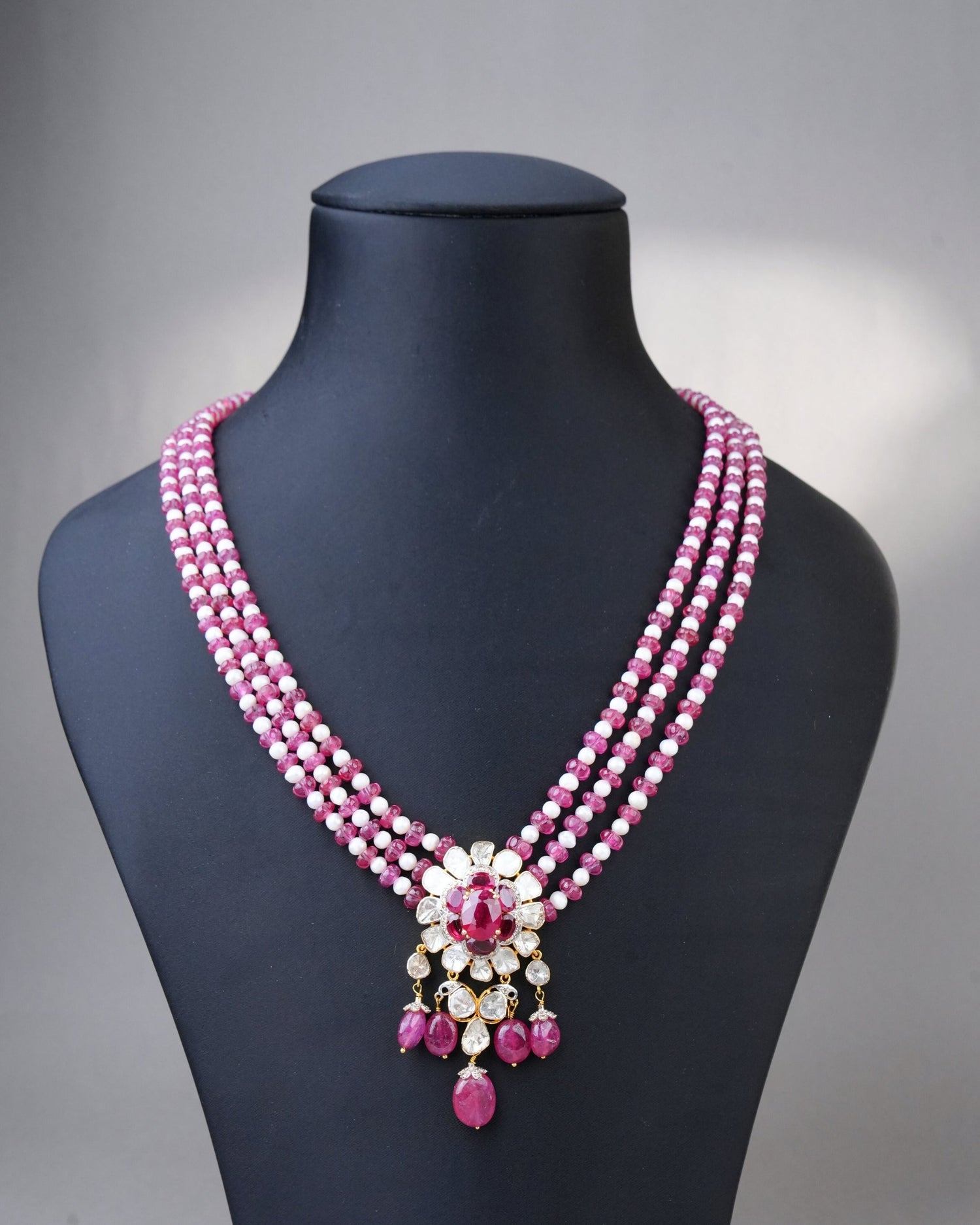 Amara Polki And Diamond Bead Pendents