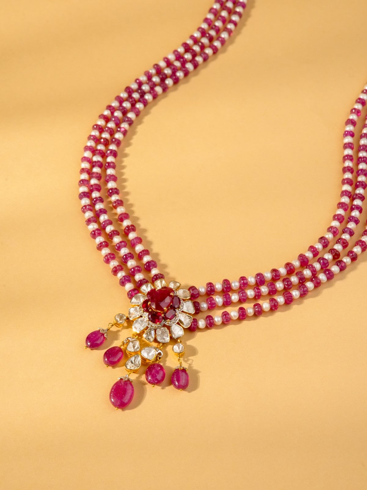 Amara Polki And Diamond Bead Pendents