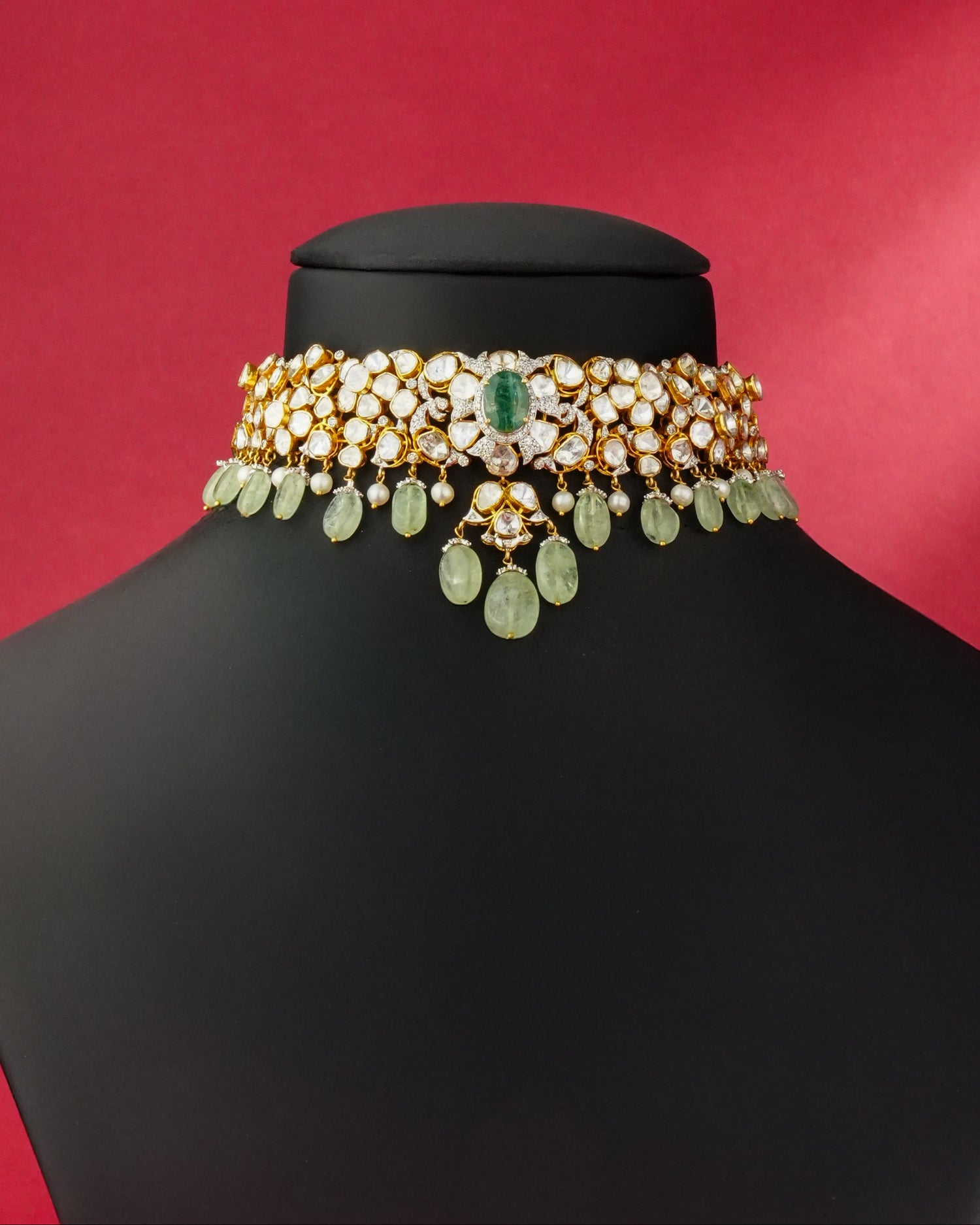 Asher Polki And Diamond Choker