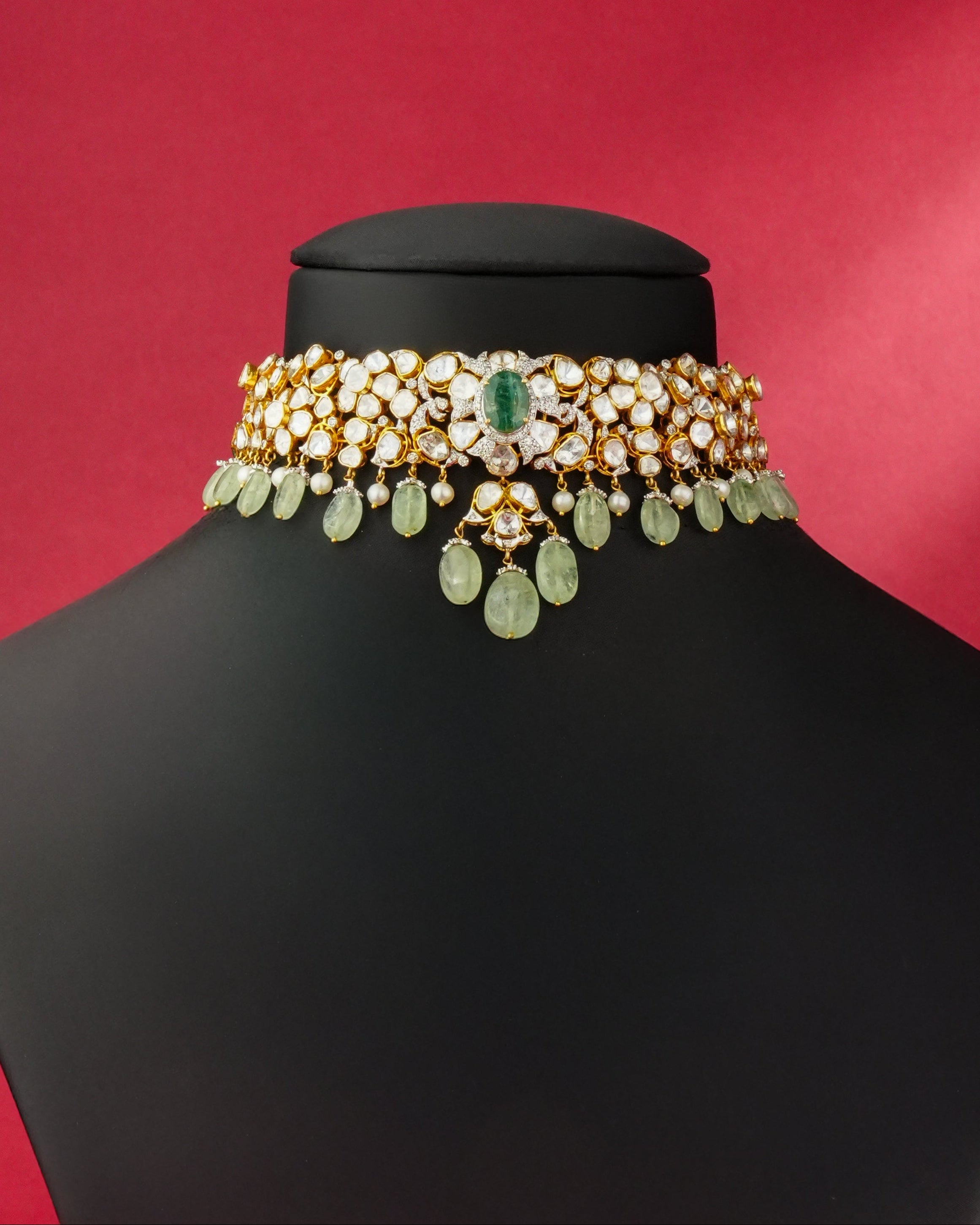 Asher Polki And Diamond Choker