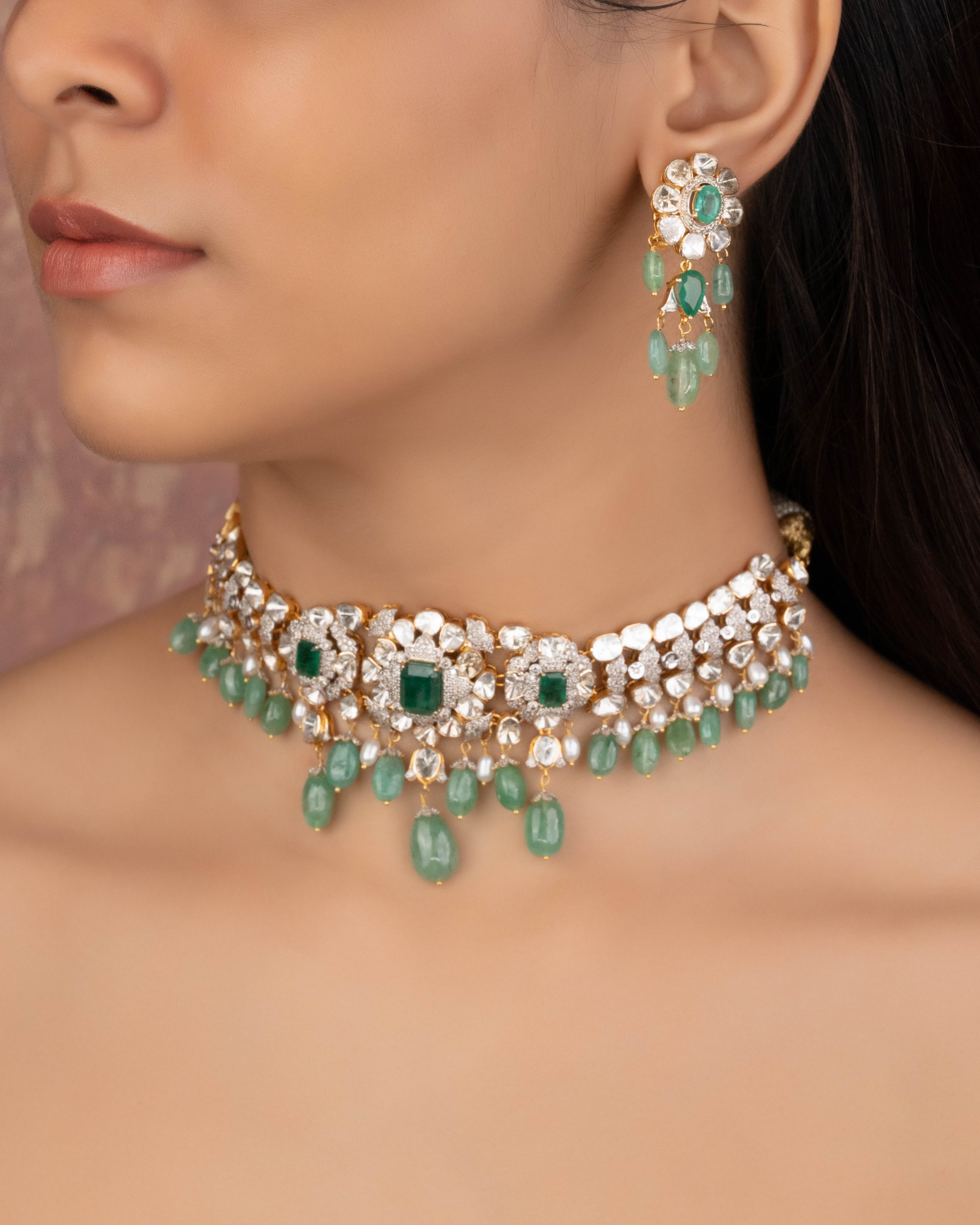 Janani Polki And Diamond Choker