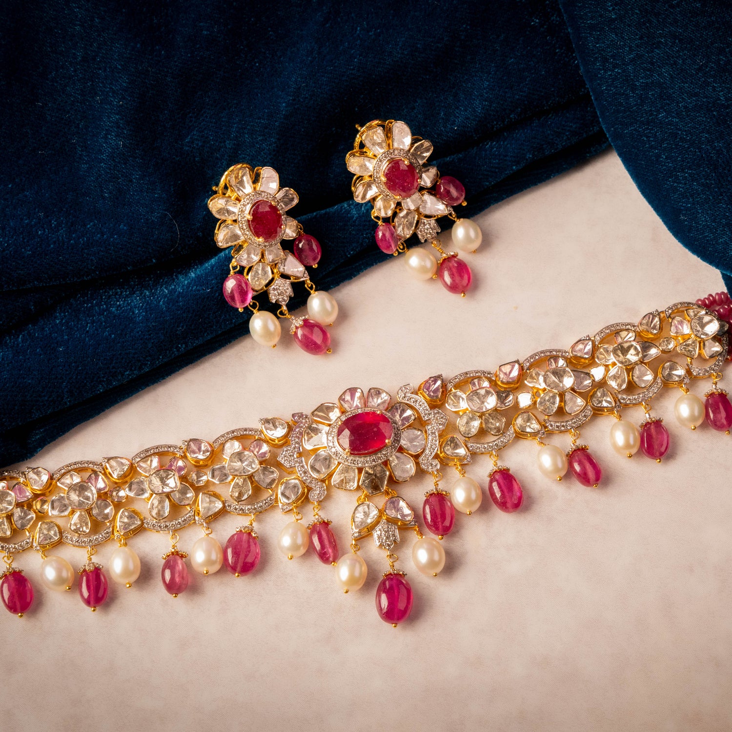 Tejasvi Polki And Diamond Long Earrings