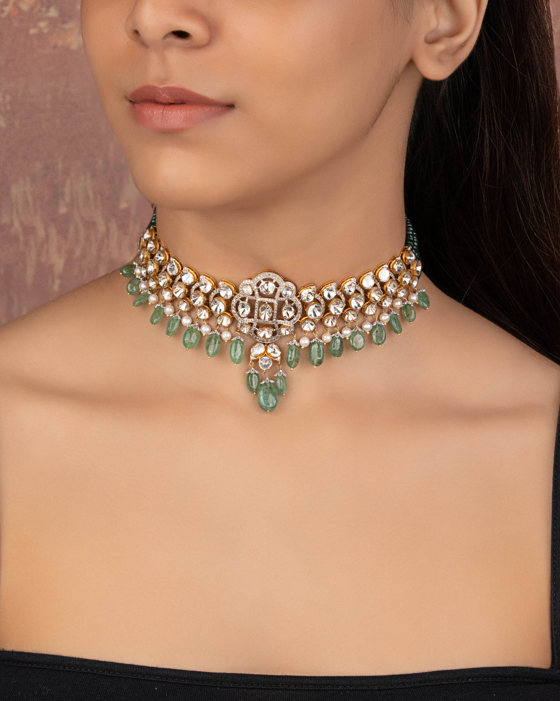 Aleesha Polki And Diamond Choker