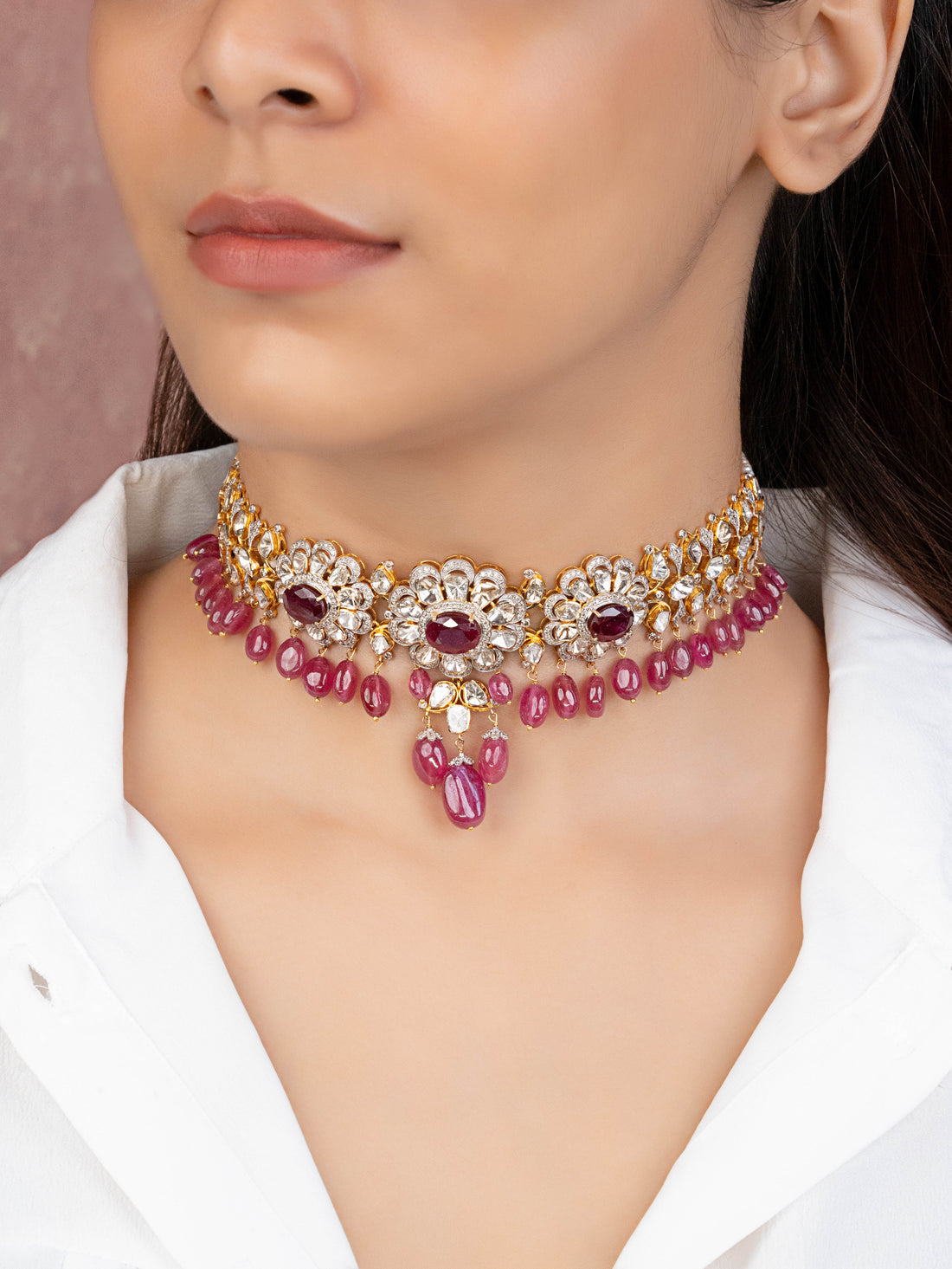 Raveena Polki And Diamond Choker