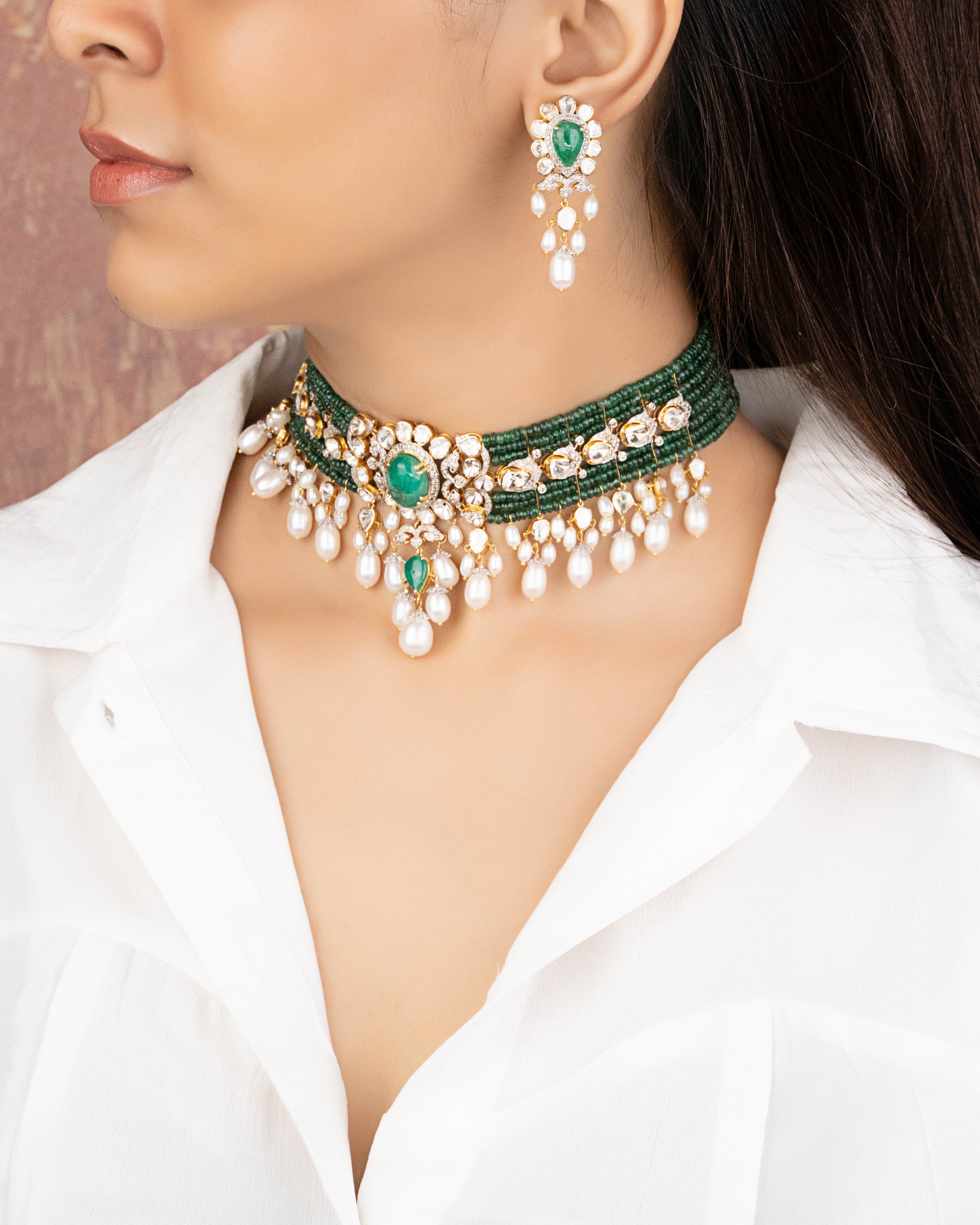 Tishya Polki And Diamond Choker