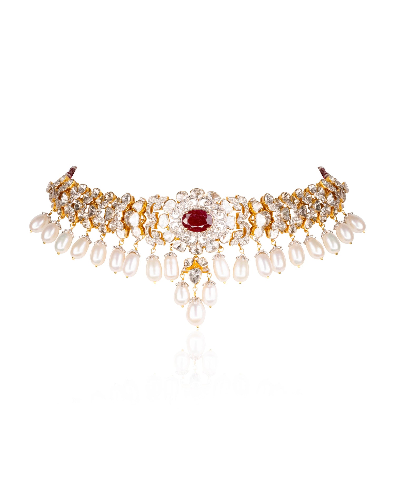 Anshika Polki And Diamond Choker