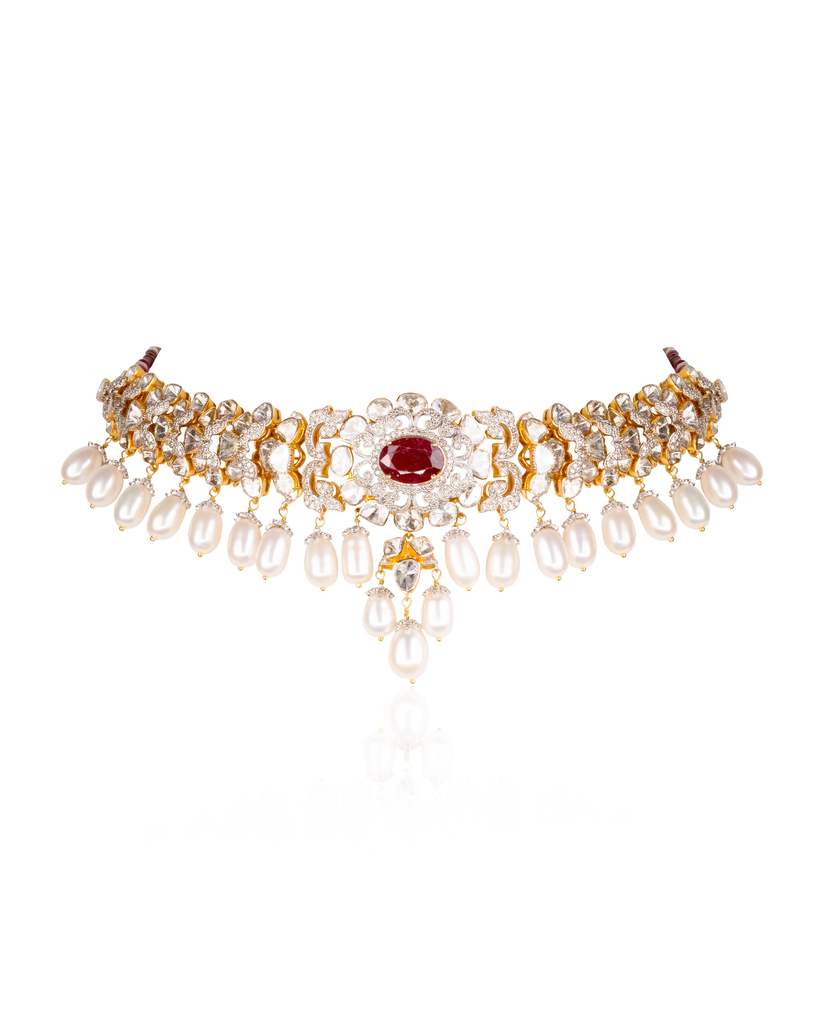 Anshika Polki And Diamond Choker
