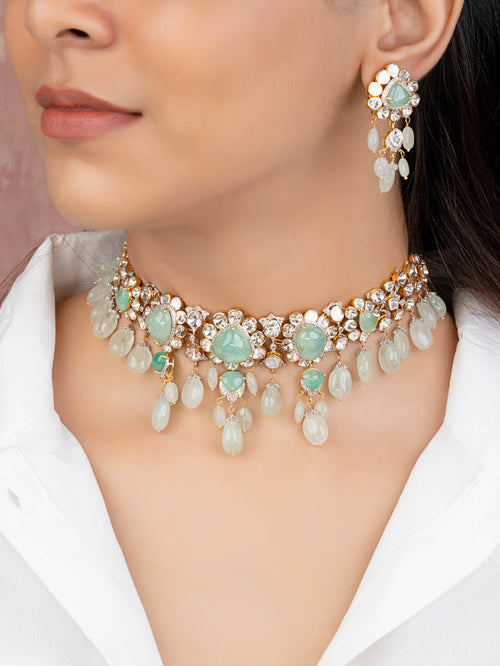 Neve Polki And Diamond Long Earrings