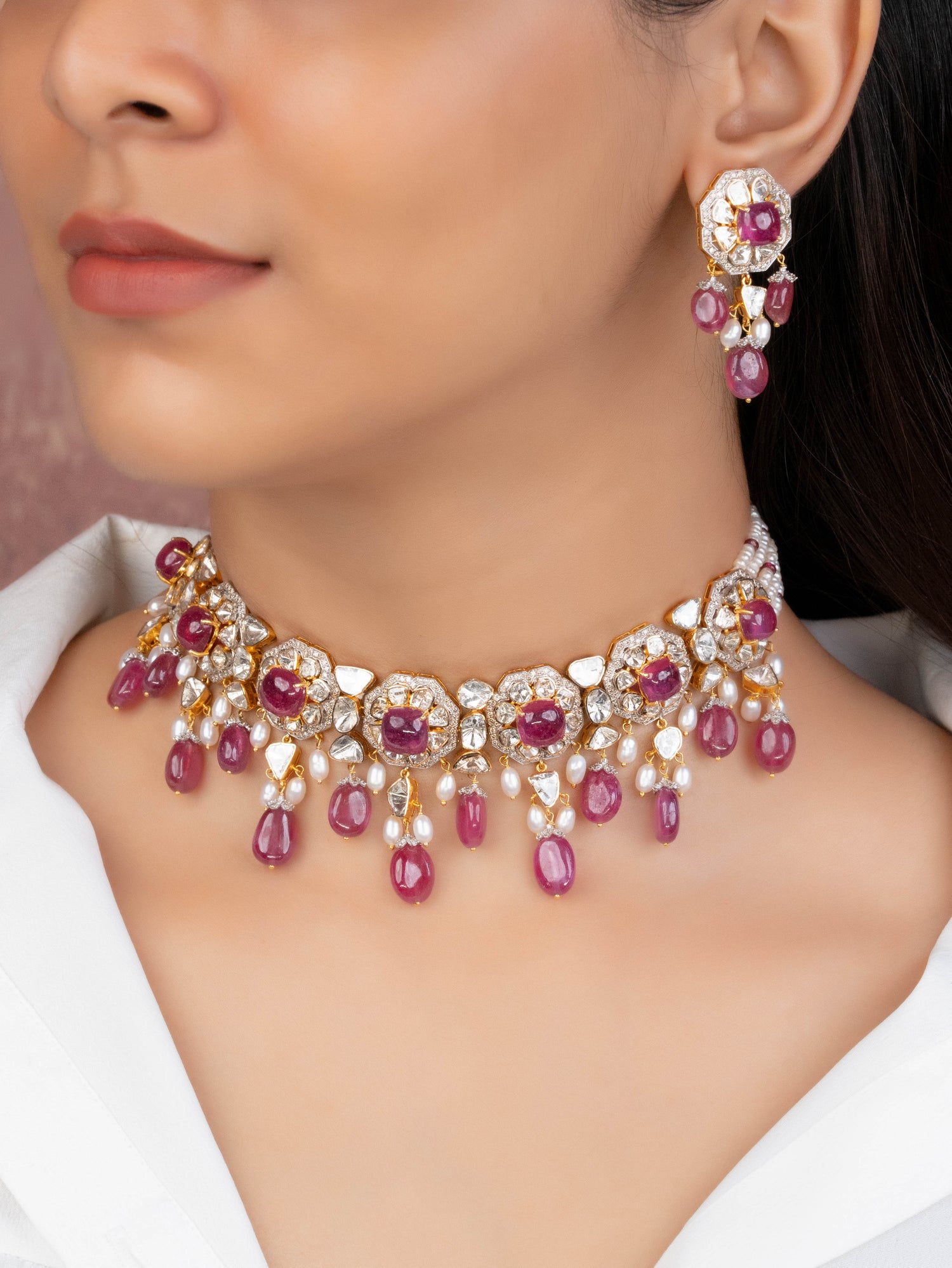 Salem Polki And Diamond Long Earrings