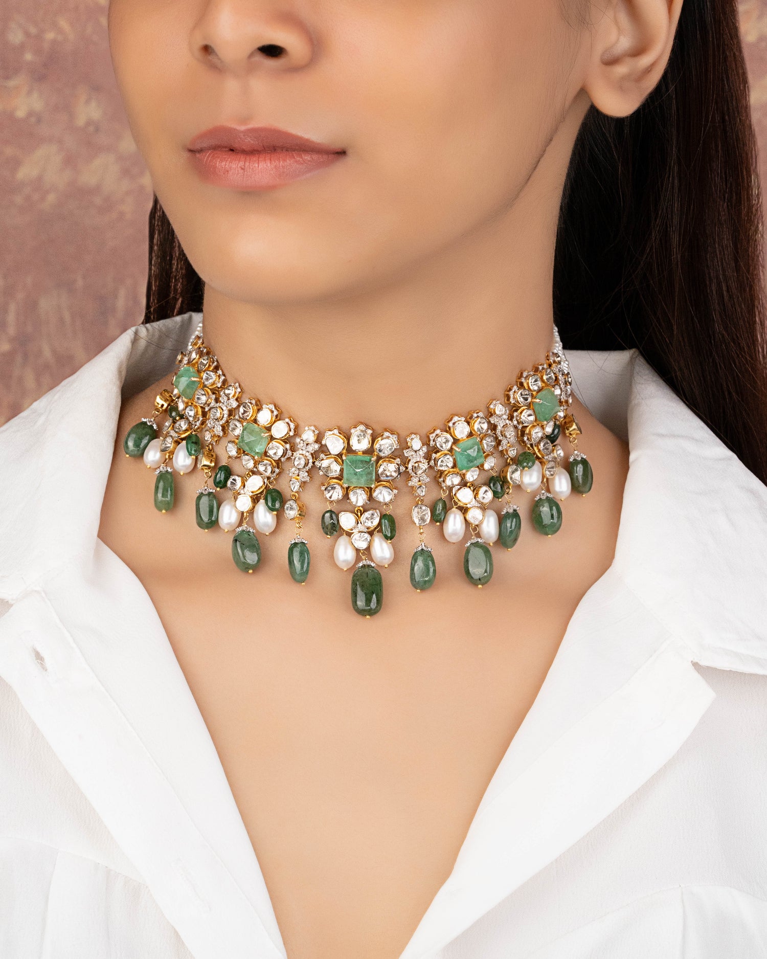 Takshvi Polki And Diamond Choker