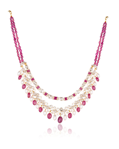 Hurera Polki And Diamond Necklace