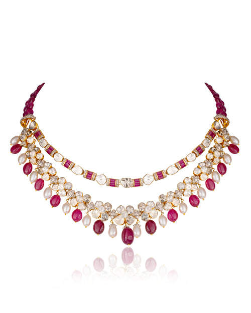 Hurera Polki And Diamond Necklace