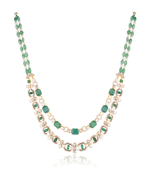 Dhavni Polki And Diamond Necklace