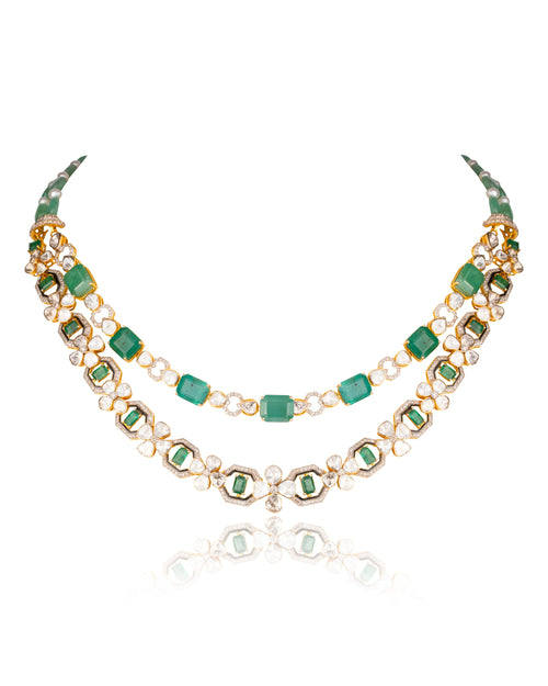 Dhavni Polki And Diamond Necklace