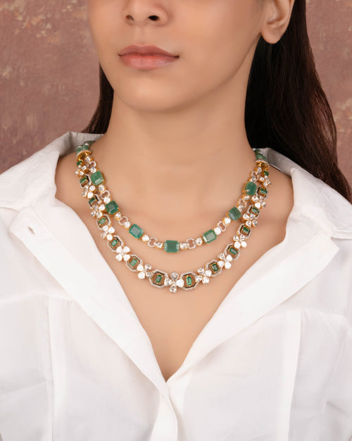 Dhavni Polki And Diamond Necklace