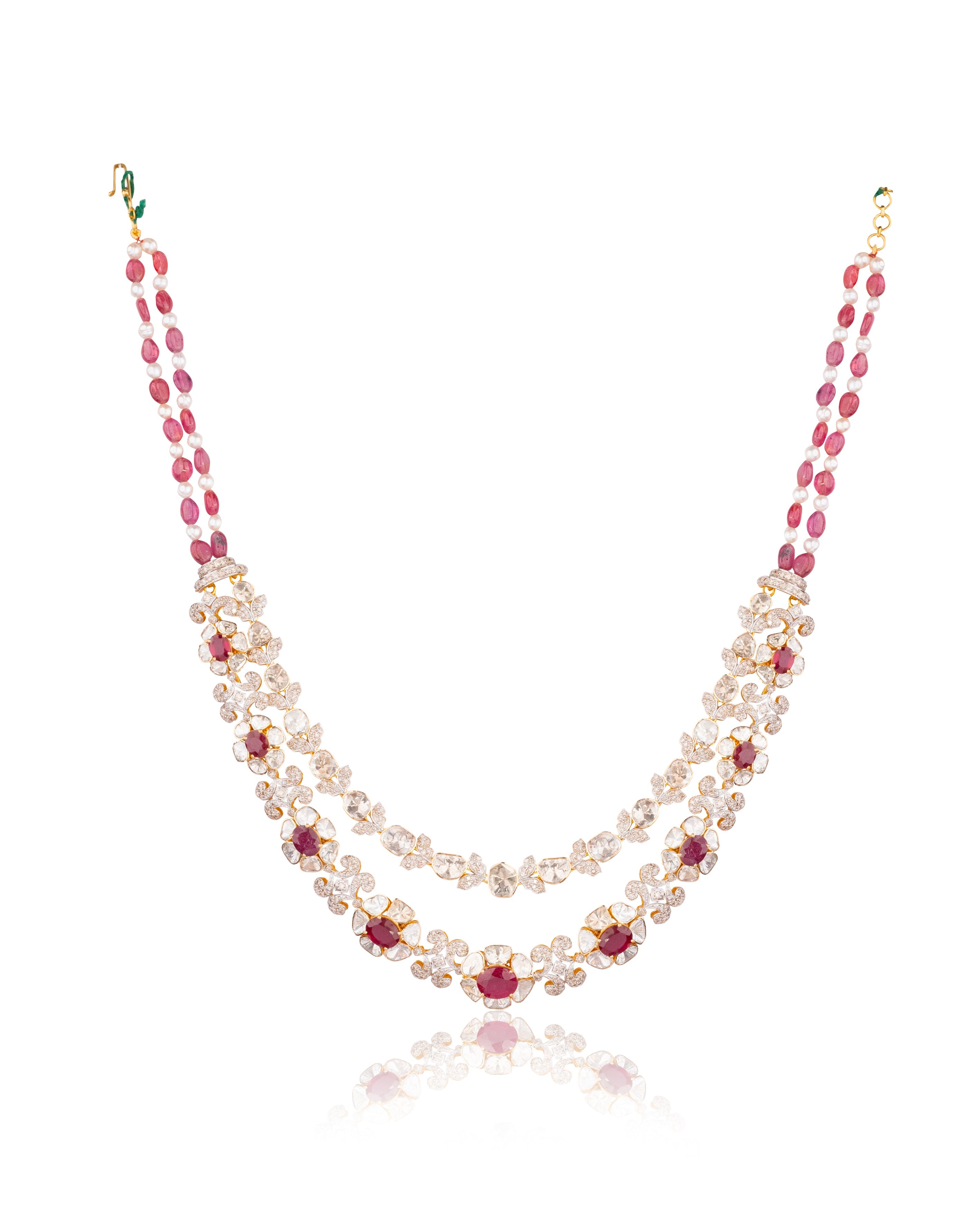 Divanshi Necklace And Divyanshi Long Earrings Polki And Diamond Set