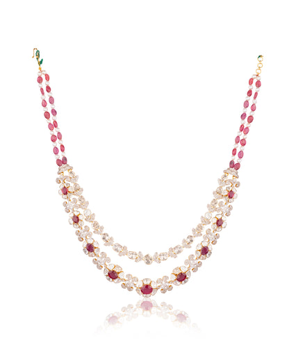 Divanshi Necklace And Divyanshi Long Earrings Polki And Diamond Set