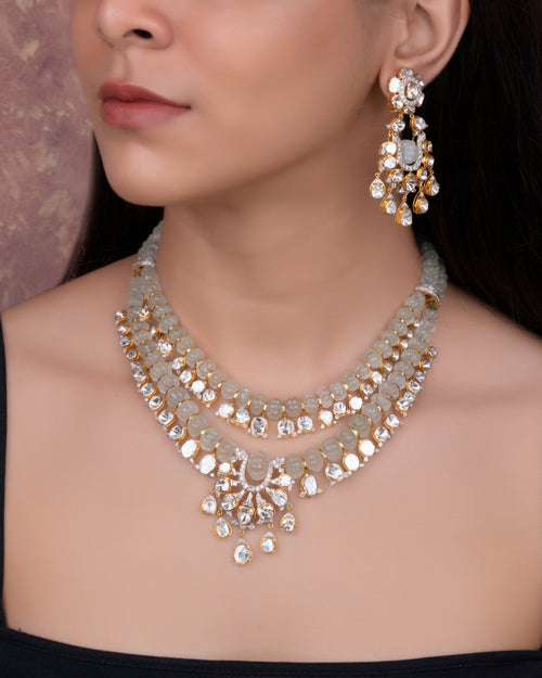 Afra Polki And Diamond Long Earrings
