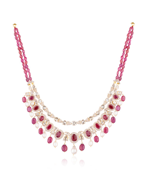 Afifa Polki And Diamond Necklace