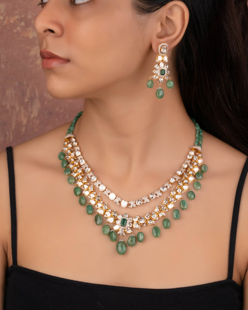 Nazra Polki And Diamond Long Earrings