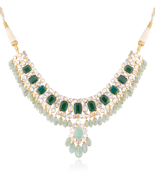 Afreena Polki And Diamond Necklace