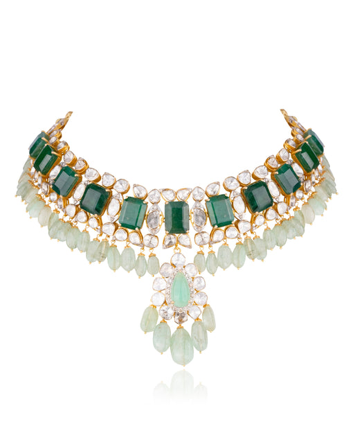 Afreena Polki And Diamond Necklace