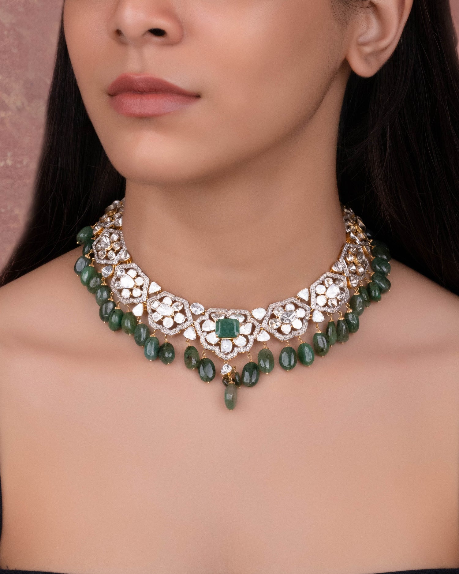 Hiteshi Polki And Diamond Necklace