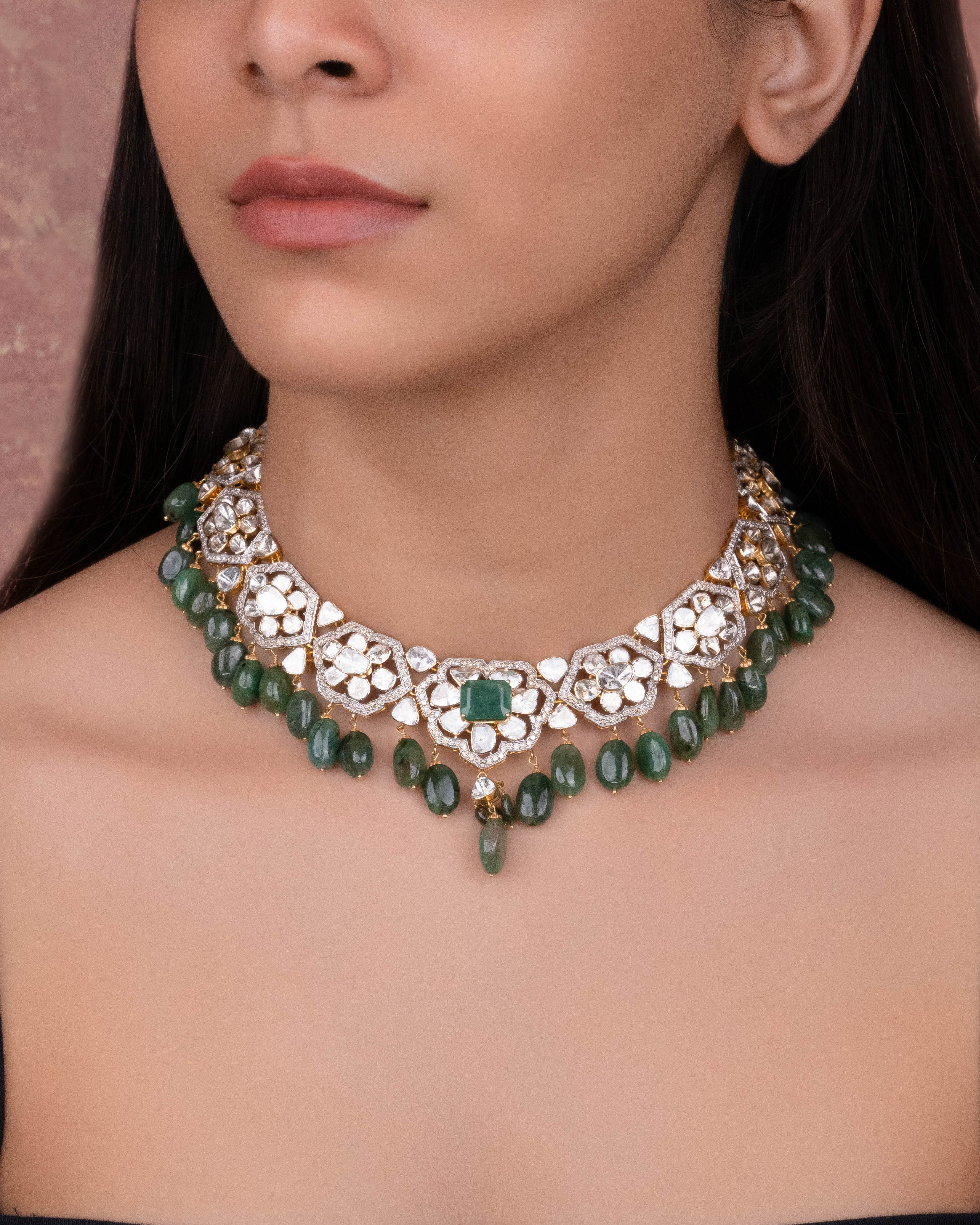 Hiteshi Polki And Diamond Necklace