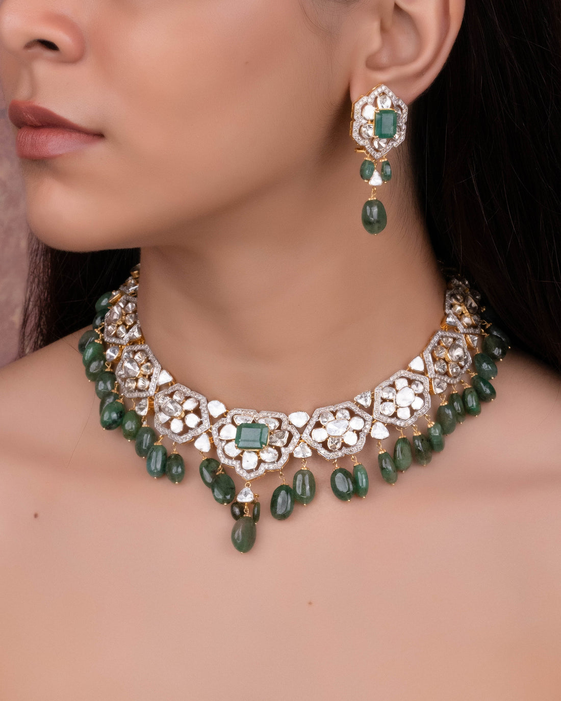 Hiteshi Polki And Diamond Necklace