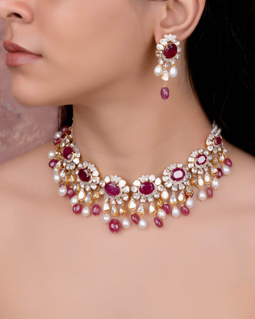 Kavita Polki And Diamond Long Earrings