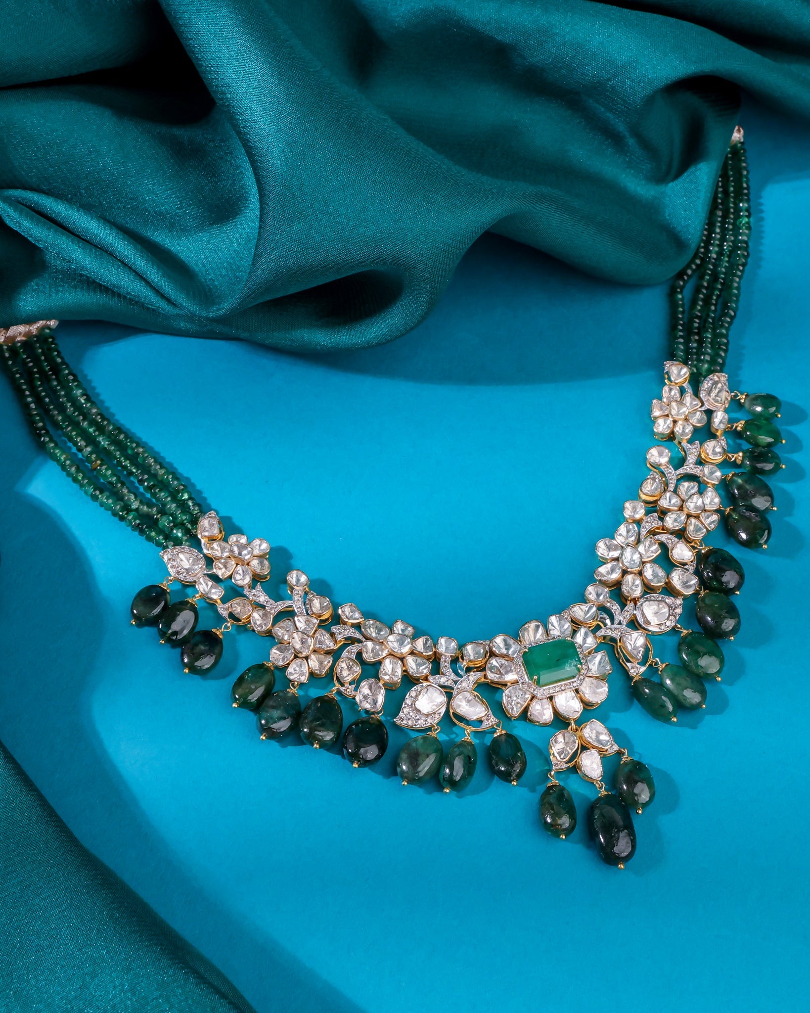 Yashila Polki And Diamond Necklace
