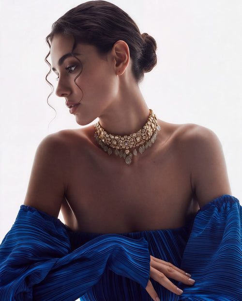 Zeenat Polki And Diamond Choker