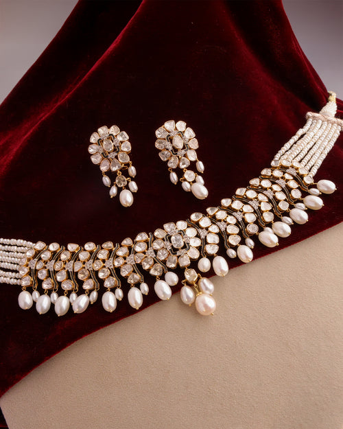 Lydia Polki  And Diamond Long Earrings