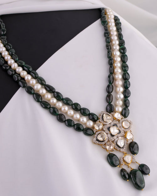 Aahsha Polki And Diamond Bead Pendant