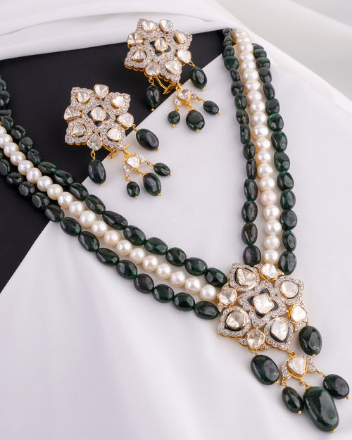 Aahsha Polki And Diamond Bead Pendant