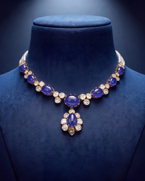 Nakshi Polki And Diamond Necklace
