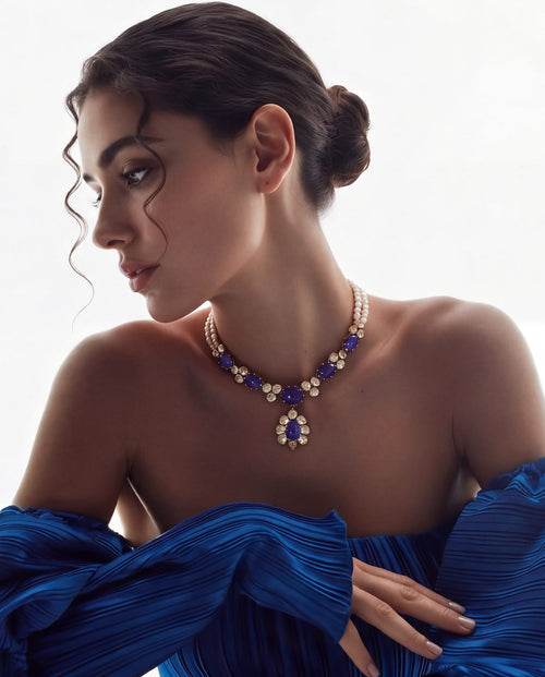 Nakshi Polki And Diamond Necklace