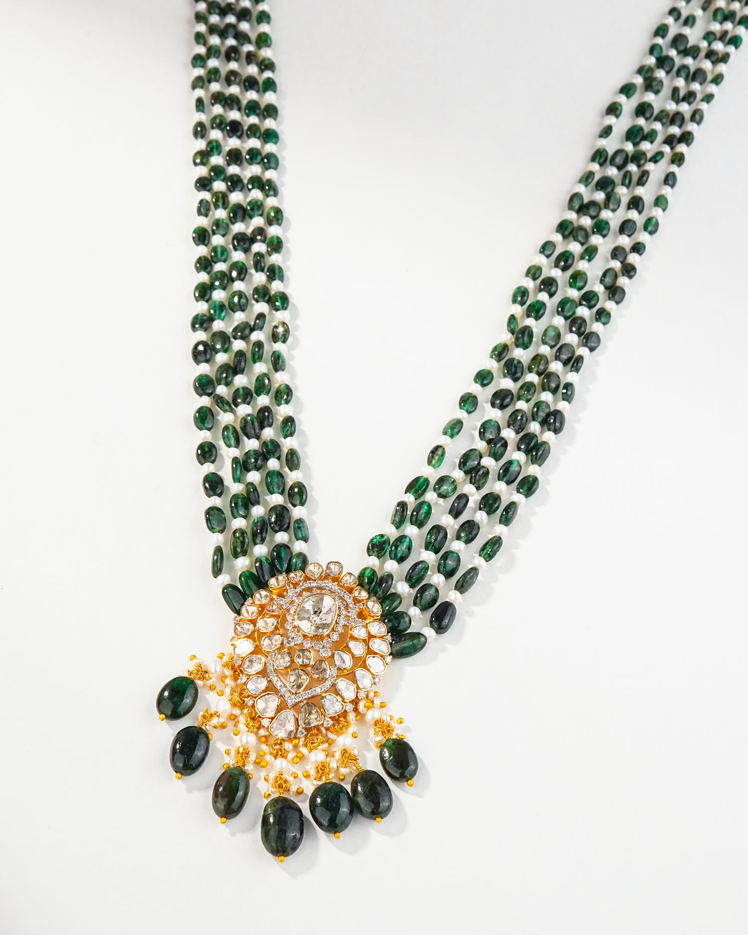 Kajal Polki And Diamond Bead Pendant