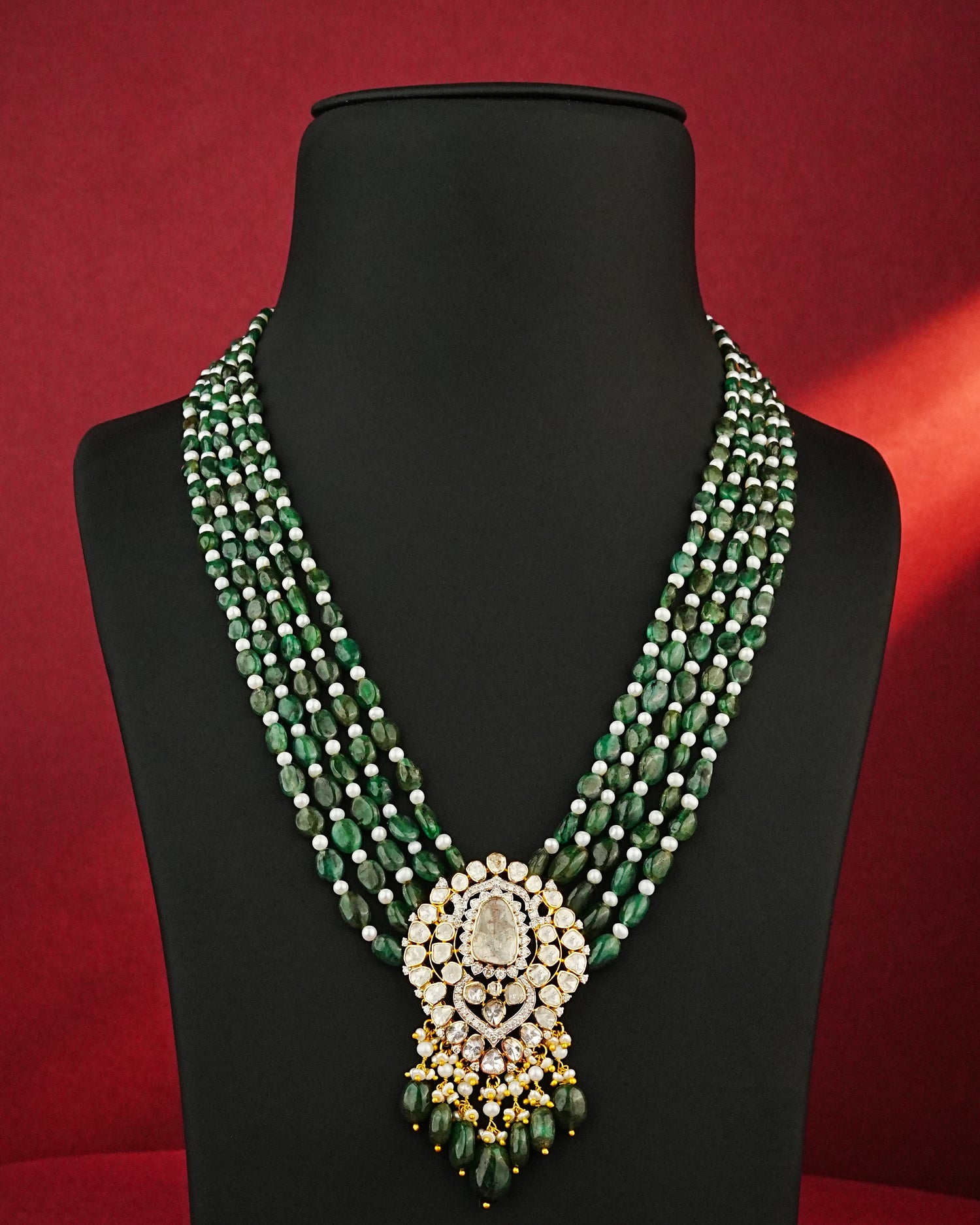 Keshika Polki And Diamond Bead Pendant