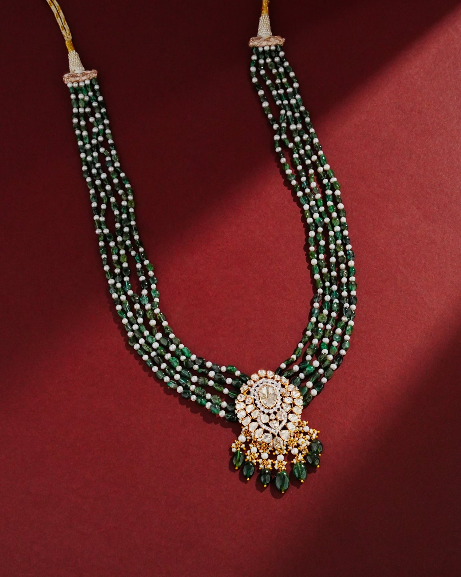 Mishika Polki And Diamond Bead Pendant