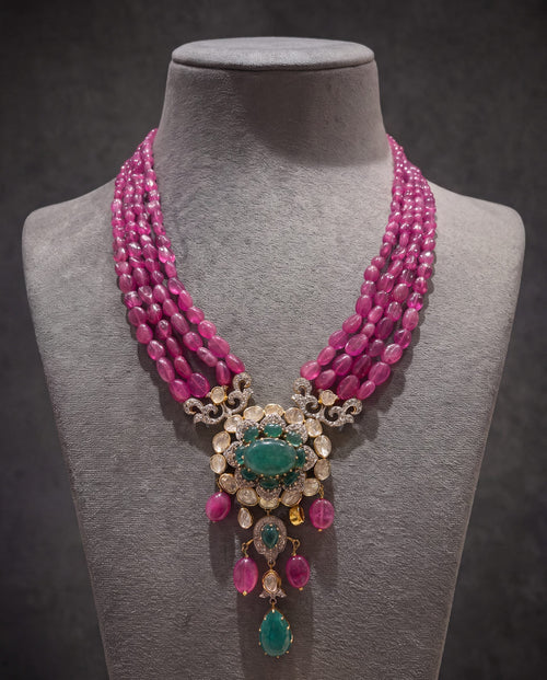 Arohi Polki And Diamond Bead Pendant