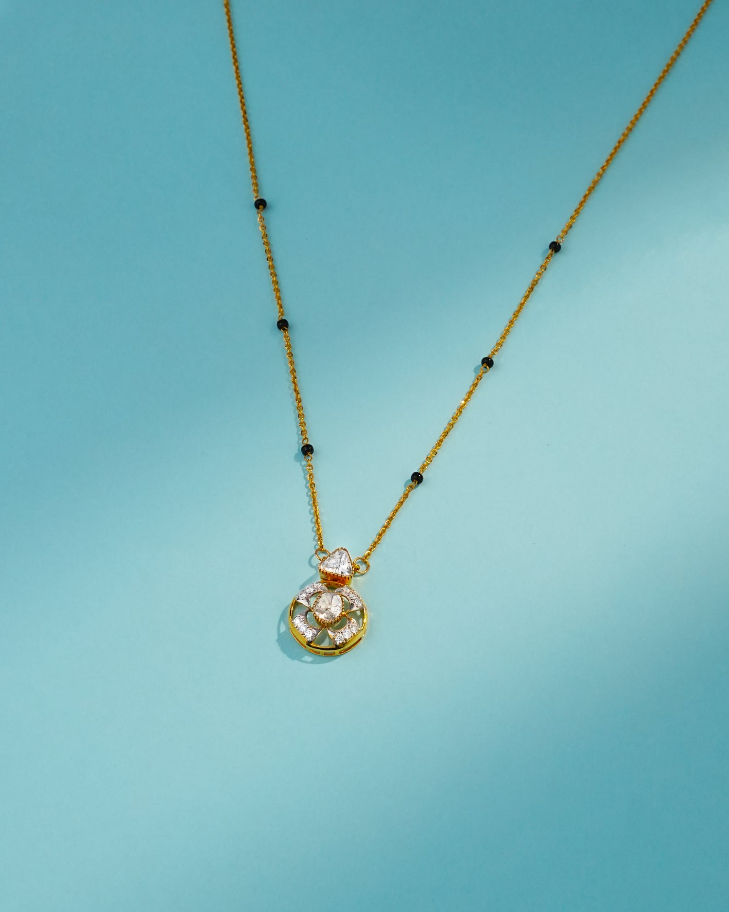 Kavya Polki And Diamond Pendant