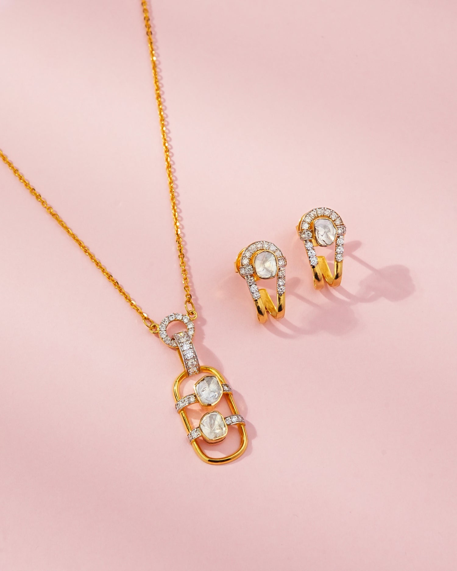 Hazel Polki And Diamond Hoops