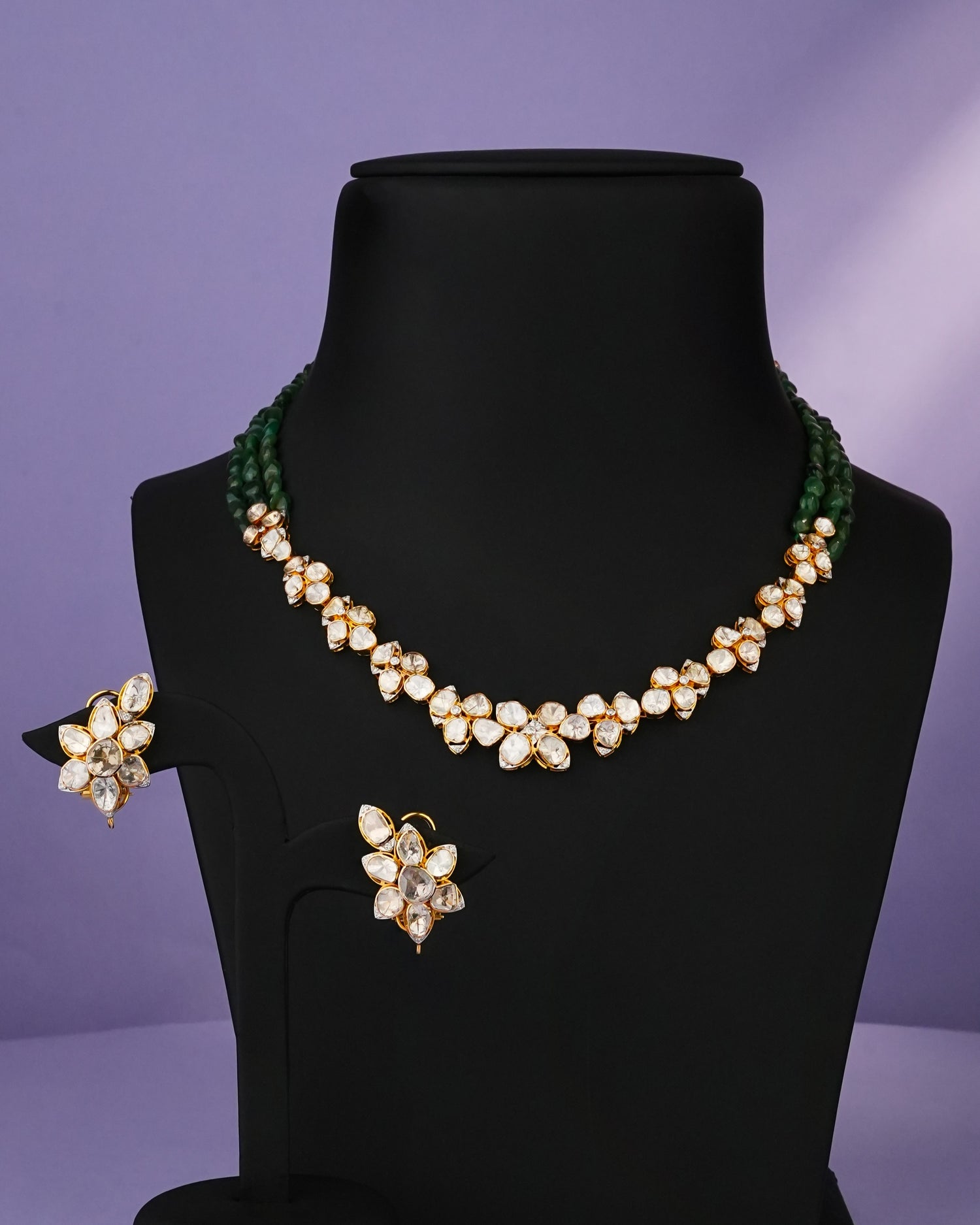 Fathima Polki And Diamond Necklace