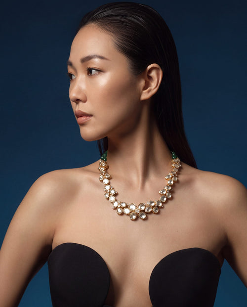 Fathima Polki And Diamond Necklace